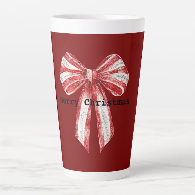 Tasse Latte Vaches de menthe blanche rouge Noël (Devant)