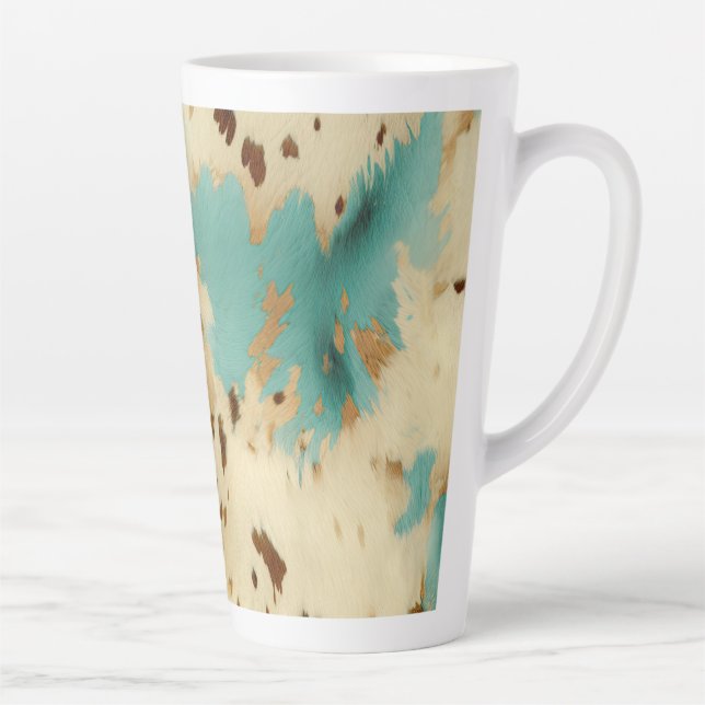 Tasse Latte Vachure d'or blanc turquoise (Droite)