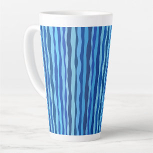 Tasse Latte Vagues de bleu cyan marine cobalt bleu ciel