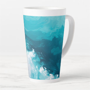 Tasse Latte Vagues de turquoise tourbillonnantes Art de vague