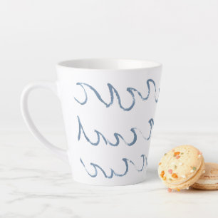 Tasse Latte Vagues minimes Abstrait main tiré Motif de mer