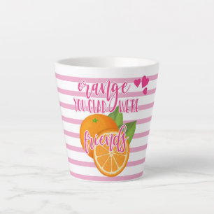 Tasse Latte valentine day pun orange vous êtes heureux que no