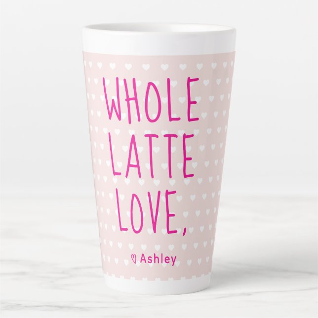 Tasse Latte Valentine entier Latte Love Script Hot Pink (Devant)