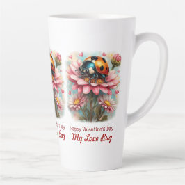 Tasse Latte  Valentine Love Bug on Blossoms Rose