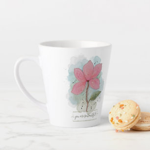 Tasse Latte Valentine Vous Êtes Si Belle Fleur Aquarelle