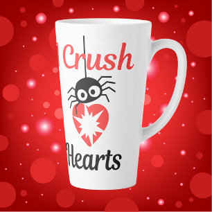 Tasse Latte Valentine's I Crush Hearts mignon araignée  