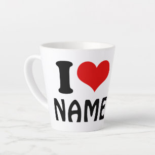 Tasse Latte Valentines personnalisables Jour J'aime Coeur Pers