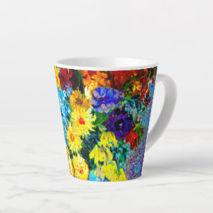 Tasse Latte Van Gogh Flowers dans un Vase Bleu