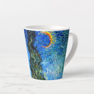 Tasse Latte Van Gogh Road avec Cypress et Star