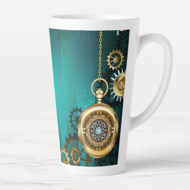 Tasse Latte Veille bijoux Steampunk sur un Arrière - plan vert (Droite)