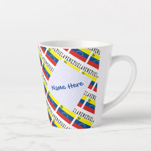 Tasse Latte Venezuela Drapeau Vénézuélien Carrelé Bleu Personn