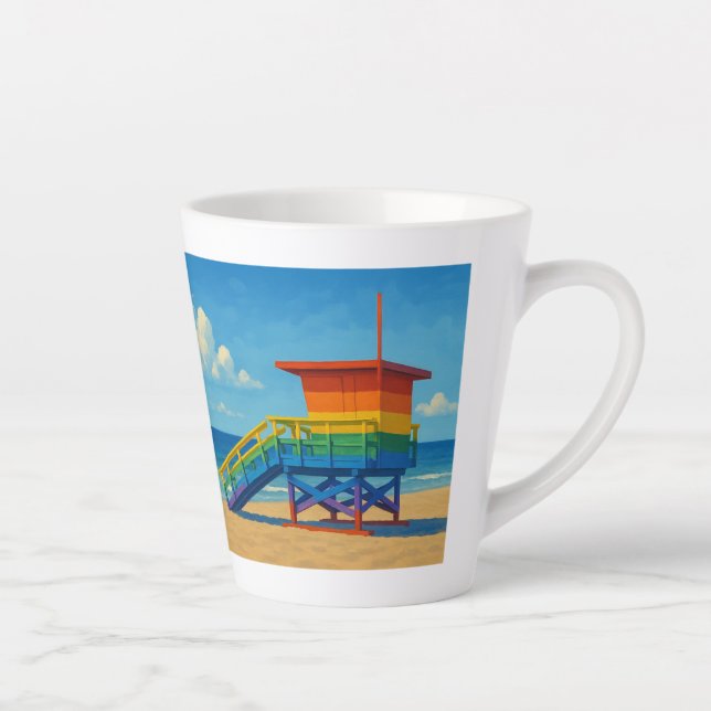 Tasse Latte Venice Beach Rainbow Lifeguard Stand (Droite)