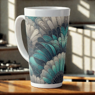 Tasse Latte Ventilateurs Art Nouveau bleu et argent