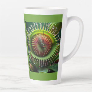Tasse Latte Vénus Flytrap Floral Vert et Rouge