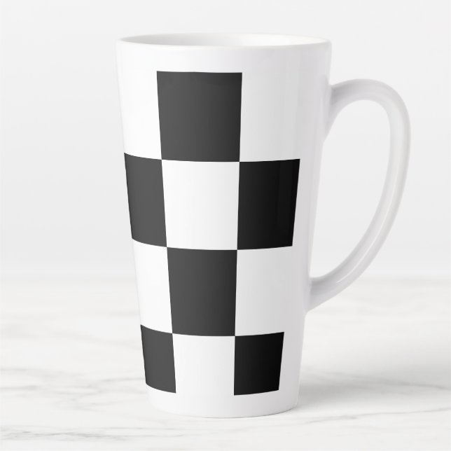 Tasse Latte Vérificateur noir et blanc (Droite)