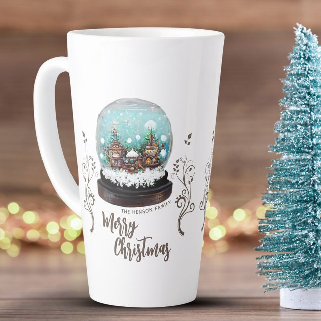 Tasse Latte Verre Snowball Village d'hiver Foliing Noël (Créateur téléchargé)