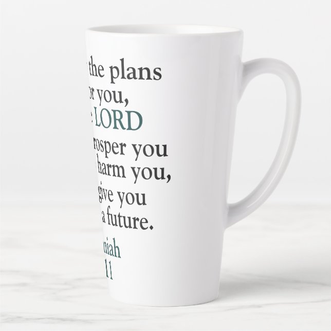 Tasse Latte Verset biblique Jérémie 29:11 (Droite)