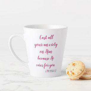 Tasse Latte Verset biblique Rejette ton anxiété sur Lui