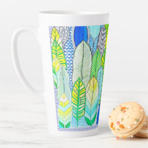 Tasse Latte Vert Jaune mignon Moderne Tropical Boho Feuille