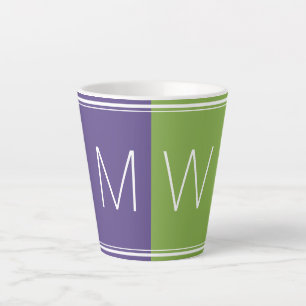 Tasse Latte Vert pourpre Moderne Motivation MONOGRAMME