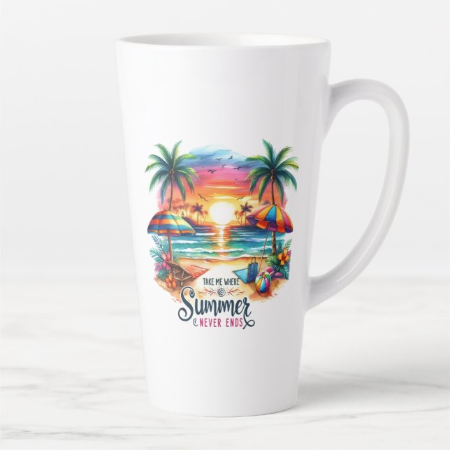 Tasse Latte Vibes d'été Brushstroke Beach Sunset-34626 (Droite)