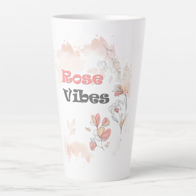 Tasse Latte Vibes roses - Esthétique de l'humeur florale (Devant)