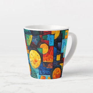 Tasse Latte Vibrant Dreams Geometry – Bold Modern Abstract Art