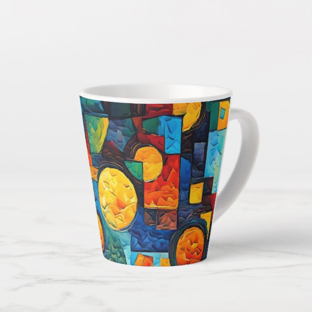 Tasse Latte Vibrant Dreams Geometry – Bold Modern Abstract Art (Angle droit)