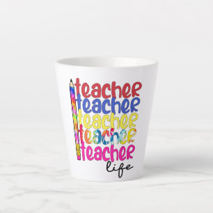 Tasse Latte Vie de l'enseignant Motif répété - Éducateur éléga