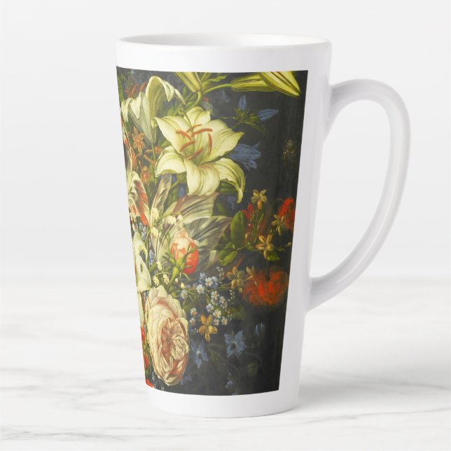 Tasse Latte Vie morte avec fleurs et fruits (Droite)