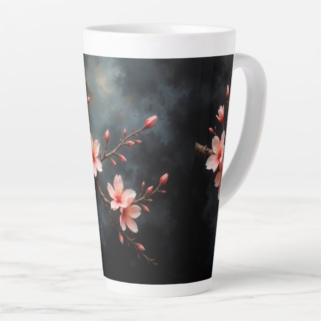 Tasse Latte Vietnamese Peach Blossom Art (Angle droit)