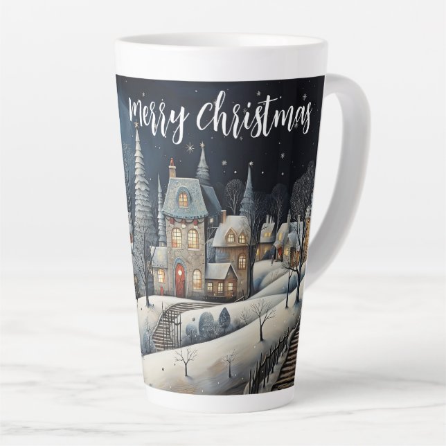 Tasse Latte Village de Noël (Angle droit)