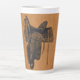 Tasse Latte Vintage Western Horse Saddle  