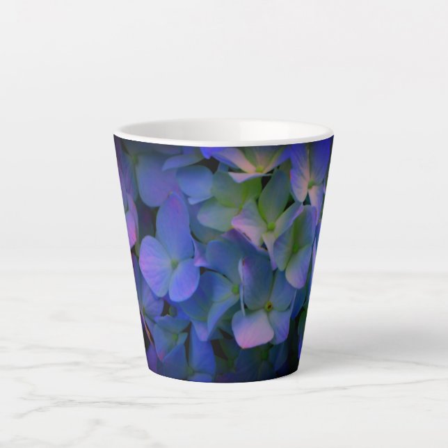 Tasse Latte Violet violet rose bleu hydrangée maman fleur (Devant)
