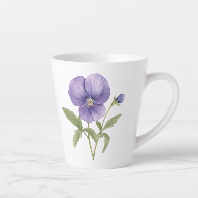 Tasse Latte Violets Février Fleur de naissance (Droite)