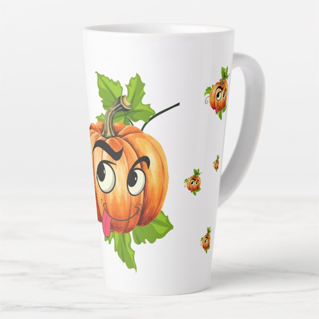 Tasse Latte Visage de Citrouille drôle d'Halloween (Angle droit)