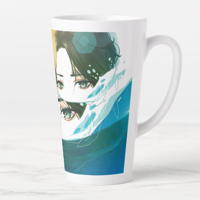 Tasse Latte visage de femmes abstraites (Droite)