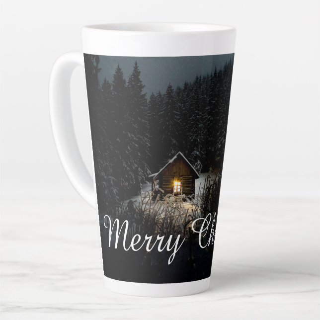 Tasse Latte Vœux de Noël avec Maison de Sorcière (Angle gauche)