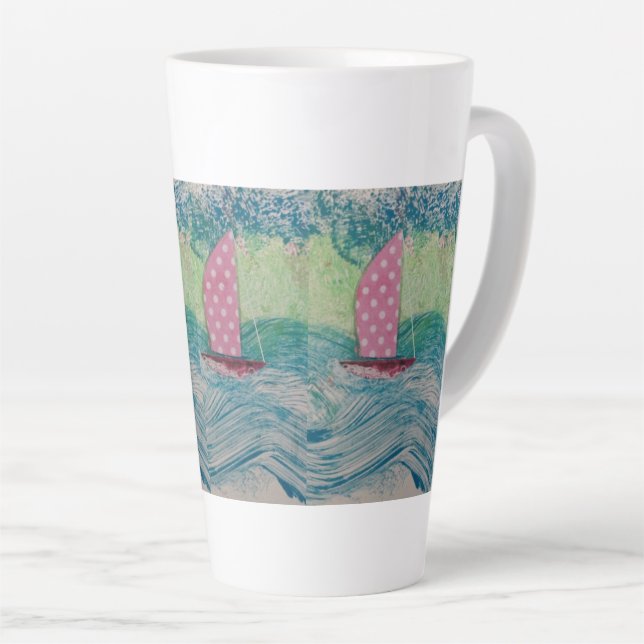 Tasse Latte Voile rose Polkadot (Angle droit)