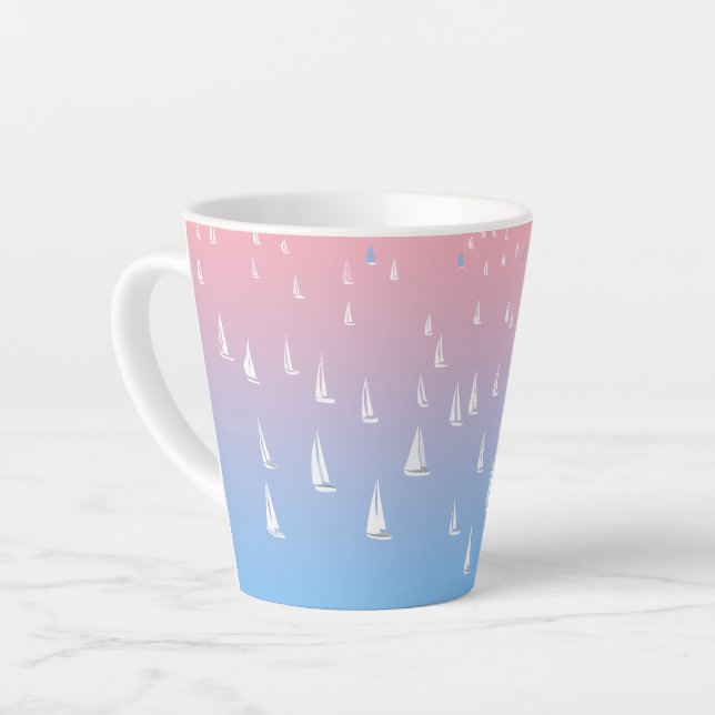 Tasse Latte Voiliers de course en haute mer (Angle gauche)