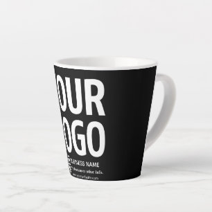 Tasse Latte Votre logo avec code QR et texte modifiables 