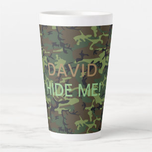 Tasse Latte Votre Nom Camouflage Vert Militaire Cacher Ma Cita