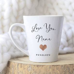 Tasse Latte Vous aimez Nana Script manuscrit et coeur