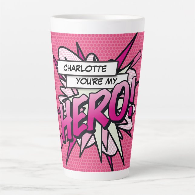 Tasse Latte Vous êtes mon HERO Fun Retro Comic Book Pop Art (Devant)