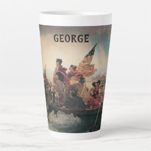 Tasse Latte Washington traversant le Delaware par Emanuel Leut