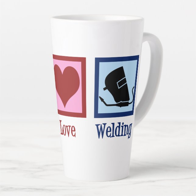 Tasse Latte Welder Company Peace Love Welding Business (Angle droit)