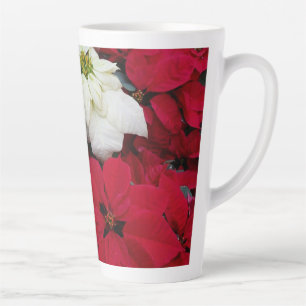 Tasse Latte White and Red Poinsettias