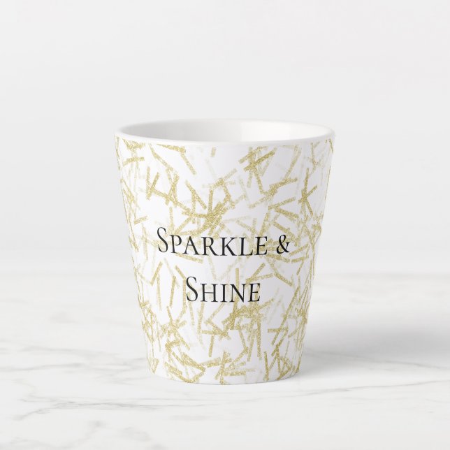 Tasse Latte White Gold Glam Glitzy Sparkle (Devant)