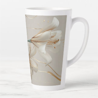 Tasse Latte White Lily Gold Minimalist Elegant Neutral