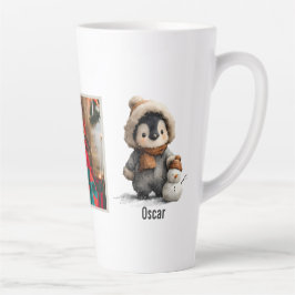 Tasse Latte Winter Penguin with Snowman Design